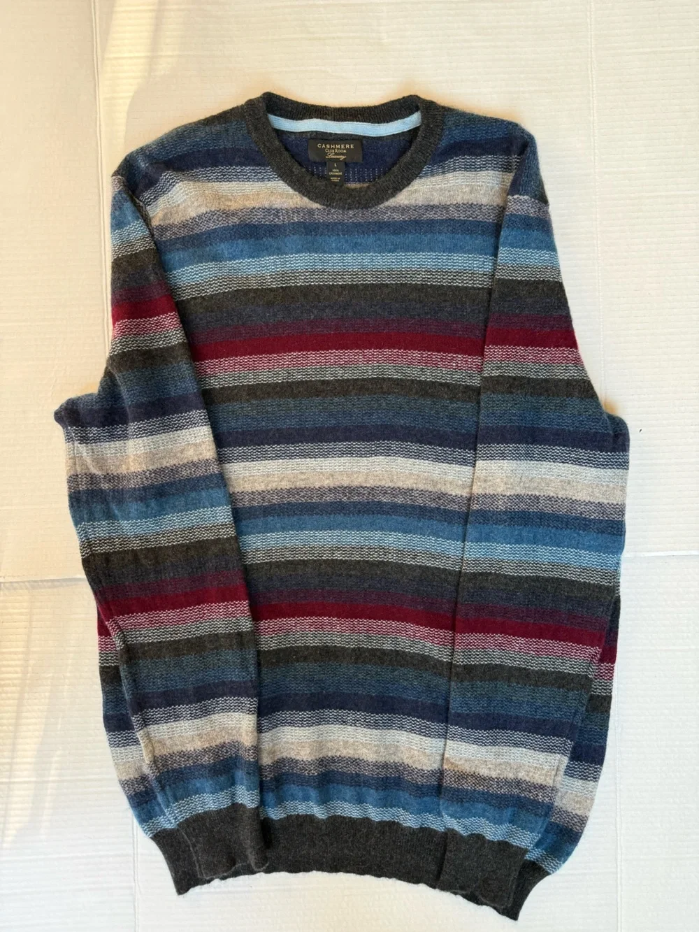 Cashmere Club Room Luxury Men’s 100% Cashmere Striped Sweater Size L